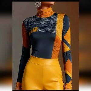 3/$30 Colorful Patchwork Long Sleeve Top